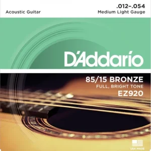D‘addario EZ920Jeu de cordes folk American Bronze 85/15 Medium light 12-54 Populaire