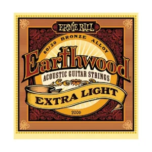 Ernie Ball 2006Jeu de cordes Folk Earthwood Bronze Extra Light 10-50 Expédié Aujourd'hui
