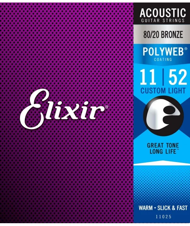 Elixir 11025Jeu de cordes Folk Polyweb Bronze Custom-light 11-52 Acheter En Ligne
