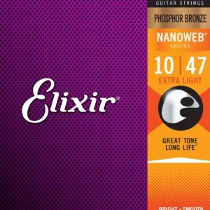 Vente Flash Elixir 16002Jeu de cordes Folk Nanoweb Phosphore Bronze Extra-Light 10-47