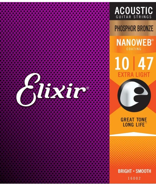 Vente Flash Elixir 16002Jeu de cordes Folk Nanoweb Phosphore Bronze Extra-Light 10-47