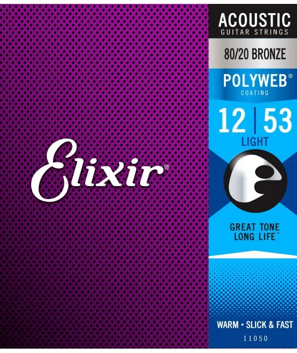Livraison Express Elixir 11050Jeu de cordes Folk Polyweb Bronze Light 12-53