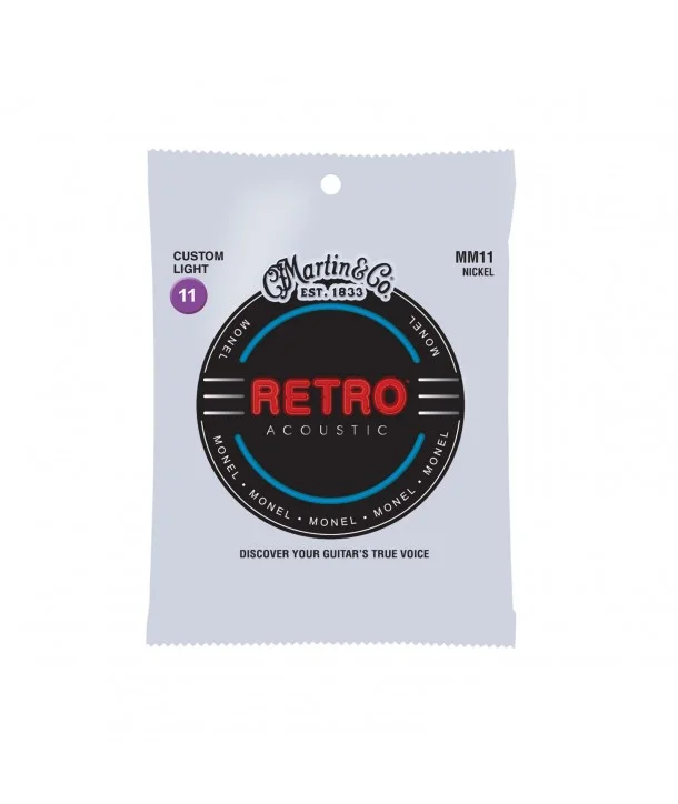 Martin MM11Jeu de cordes folk Monel Retro Custom-light 11-52 Promotion