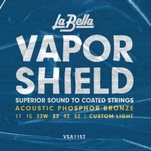 La Bella VSA1152Jeu de cordes acoustiques Vapor Shield Phospore Bronze Custom Light 11-52 Certifié