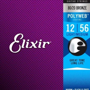 Elixir 11075Jeu de cordes Folk Polyweb Bronze Medium-light 12-56 Populaire