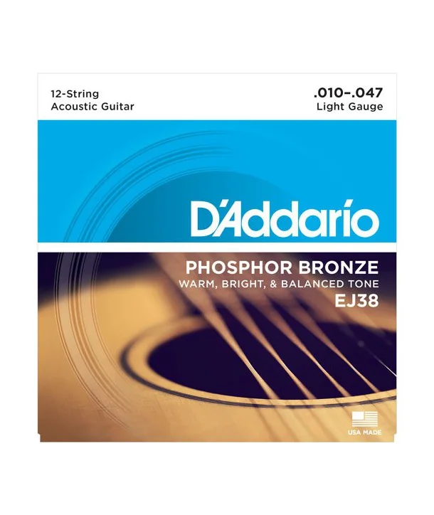 D‘addario EJ38Jeu de 12 cordes Folk Phosphore-Bronze Light 10-47 Affaire À Saisir