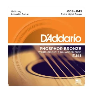 D‘addario EJ41Jeu de 12 cordes Folk Phosphore-Bronze Extra-Light 09-45 Affaire À Saisir