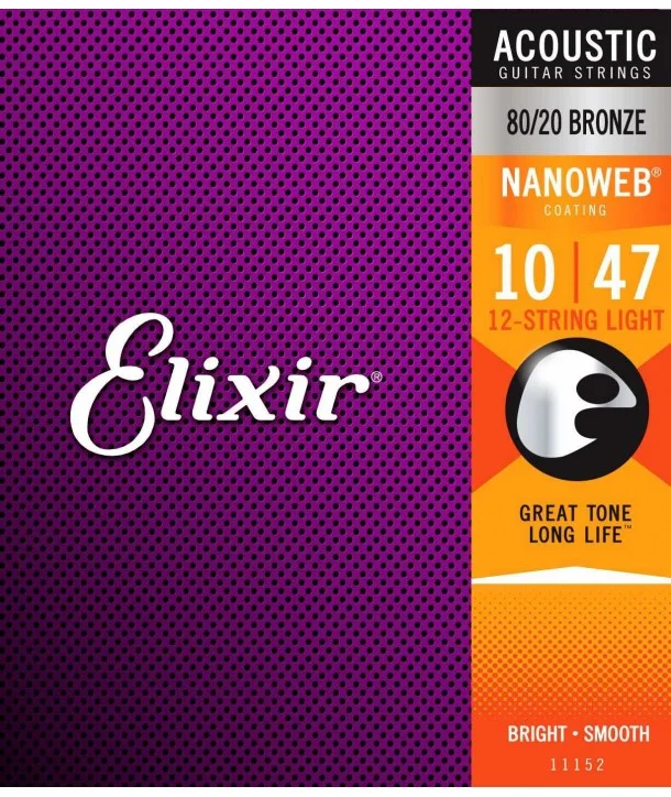 Petit Prix Elixir 11152Jeu de 12 cordes Folk Nanoweb Bronze Light 10-47