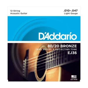 D‘addario EJ36Jeu de 12 cordes Folk Bronze 80/20 Extra-light 10-47 Offre Du Jour