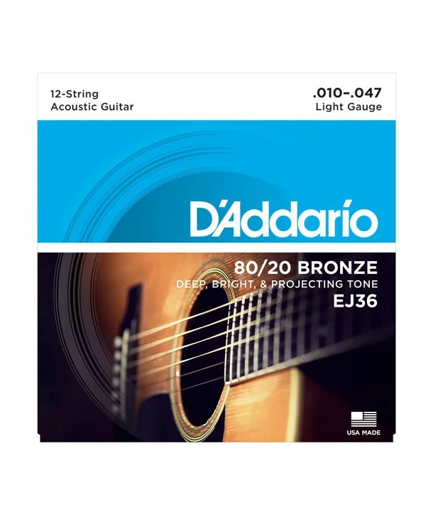 D‘addario EJ36Jeu de 12 cordes Folk Bronze 80/20 Extra-light 10-47 Offre Du Jour