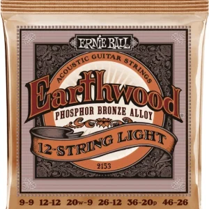 Acheter Direct Ernie Ball 2153Jeu de 12 cordes Folk Earthwood Phosphore Bronze Light 9-46