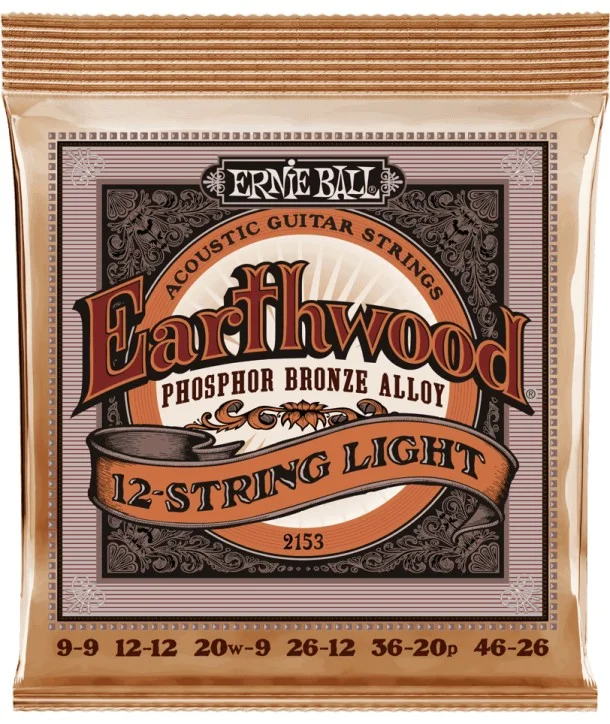 Acheter Direct Ernie Ball 2153Jeu de 12 cordes Folk Earthwood Phosphore Bronze Light 9-46