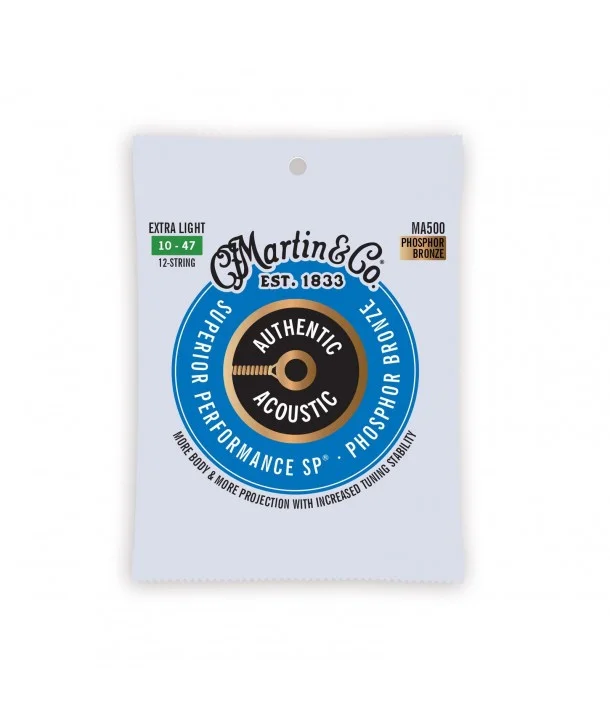 Authentique Martin MA500Jeu de 12 cordes folk Authentic SP 92/8 phosphore-bronze extra-light 10-47