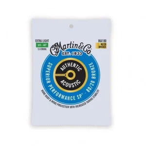 Retour Gratuit Martin MA180Jeu de 12 cordes folk Authentic SP 80/20 bronze extra-light 10-47