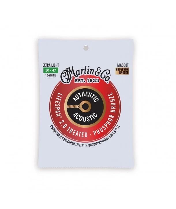 Prix Choc Martin MA500TJeu de 12 cordes folk Authentic Treated 92/8 phosphore bronze extra-light 10-47