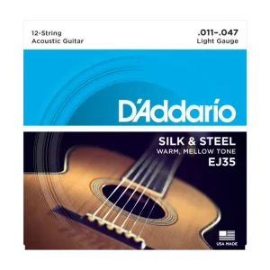 Authentique D‘addario EJ35Jeu de 12 cordes Folk Silk & Steel Light 11-47
