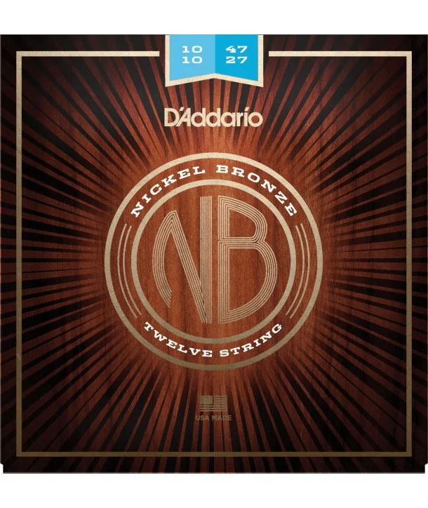 D‘addario NB1047-12Jeu de 12 cordes Folk Nickel Bronze Extra-light 10-47 Must-Have
