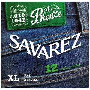 Savarez A230XLJeu de 12 cordes folk Bronze Extra light 10-47 Acheter En Ligne