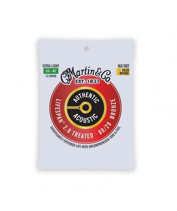 Martin MA180TJeu de 12 cordes folk Authentic Treated Bronze 80/20 extra-light 10-47 Vente Flash