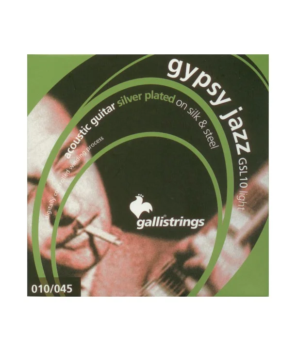 Galli GSL10Jeu de cordes manouche à Boule Gypsy Jazz Sillk and Steel Light 10-45 Top Vente