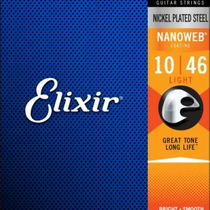 Prix Choc Elixir 12052Jeu de cordes électriques Nanoweb filé rond Light 10-46
