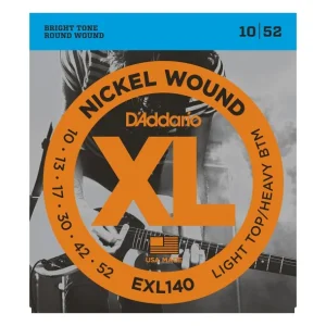 Expédition Rapide D‘addario EXL140Jeu de Cordes électriques Nickel Wound Light Top/Heavy Bottom 10-52 filé rond nickel