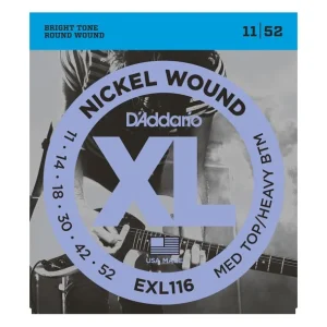 D‘addario EXL116Jeu de cordes électriques Nickel Wound Medium 11-52 filé rond nickel Achat Immédiat