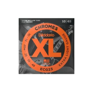 Prix Bas D‘addario ECG23Jeu de cordes électriques Chrome filé plat Jazz extra-light 10-48