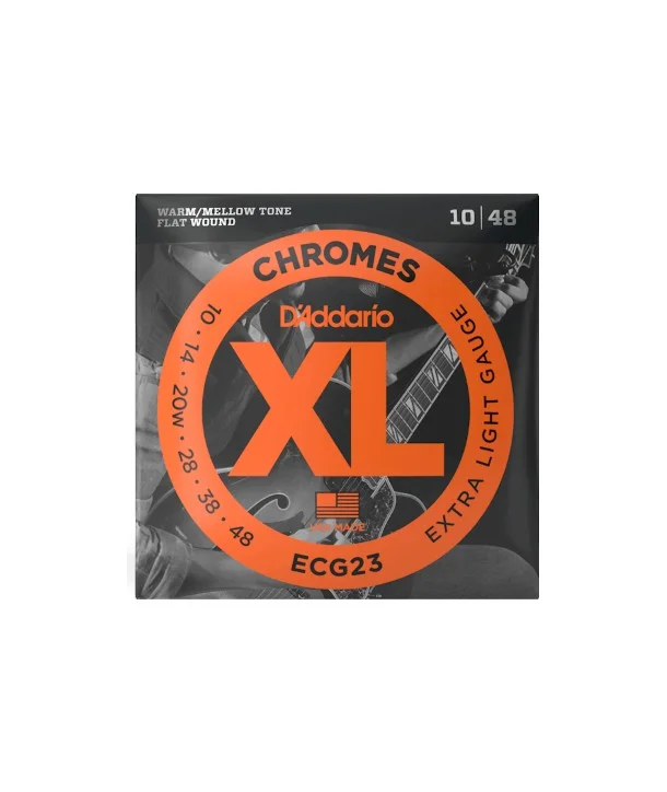 Prix Bas D‘addario ECG23Jeu de cordes électriques Chrome filé plat Jazz extra-light 10-48