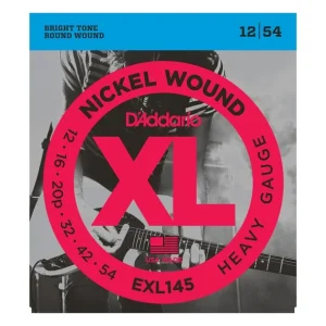 D‘addario EXL145Jeu de cordes électriques Nickel Wound Heavy 12-54 filé rond nickel Prix Réduit
