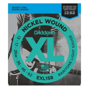 D‘addario EXL158Jeu de cordes électriques Nickel Wound Bariton Light 13-62 filé rond nickel Super Prix
