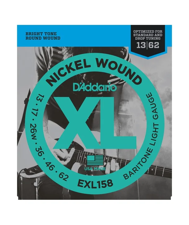 D‘addario EXL158Jeu de cordes électriques Nickel Wound Bariton Light 13-62 filé rond nickel Super Prix