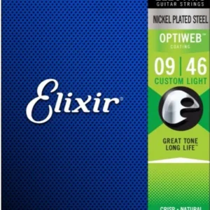 Solde Elixir 19027Jeu de cordes électriques Optiweb filé rond Custom Light 09-46