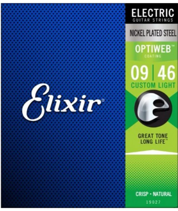 Solde Elixir 19027Jeu de cordes électriques Optiweb filé rond Custom Light 09-46