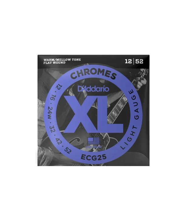 Satisfait Ou Remboursé D‘addario ECG25Jeu de cordes électriques Chrome filé plat Light 12-52