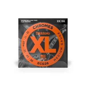 D‘addario ECG26Jeu de cordes électriques Chrome filé plat Medium 13-56 Commander Maintenant