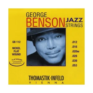 Thomastik GB112Jeu de cordes électriques George Benson Jazz Filé plat Médium light plat 12-53 Promotion