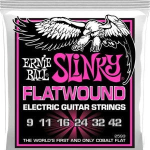 Quantité Limitée Ernie Ball 2593Jeu de cordes électriques Super Slinky Flatwound 9-42