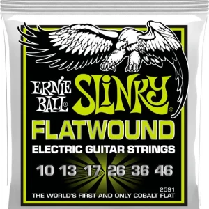 Ernie Ball 2591Jeu de cordes électriques Regular Slinky Flatwound 10-46 Prix Bas