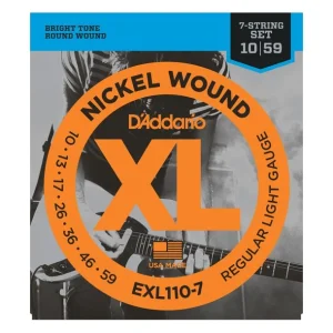 D‘addario EXL110-7Jeu de cordes électriques Nickel Wound Light 10-59 filé rond Petit Prix