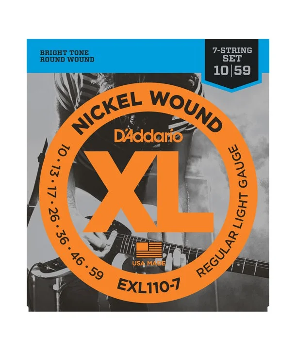 D‘addario EXL110-7Jeu de cordes électriques Nickel Wound Light 10-59 filé rond Petit Prix