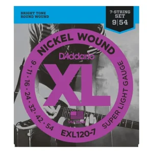 Quantité Limitée D‘addario EXL120-7Jeu de cordes électriques Nickel Wound EXtra-light 9-54 filé rond