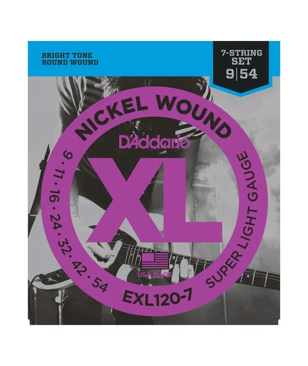 Quantité Limitée D‘addario EXL120-7Jeu de cordes électriques Nickel Wound EXtra-light 9-54 filé rond
