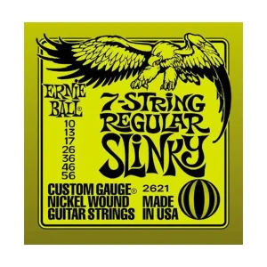 Ernie Ball 2621Jeu de 7 cordes électriques Regular Slinky 10-56 Prix Promo