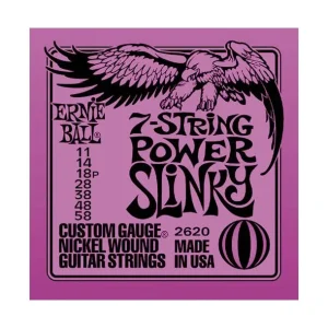 Ernie Ball 2620Jeu de 7 cordes électriques Power Slinky 11-58 Petit Prix