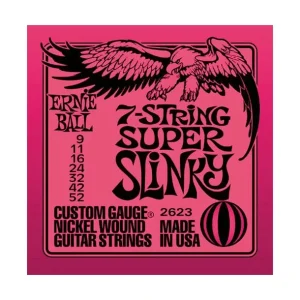 Usine Directe Ernie Ball 2623Jeu de 7 cordes électriques Super Slinky 9-52