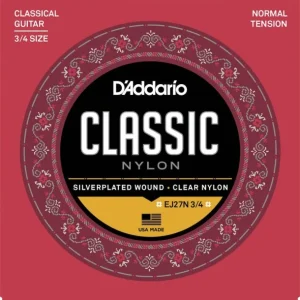 Vente Directe D‘addario EJ27N 3/4Jeu de cordes classiques Classic Nylon nylon Tension normale Longueur 3/4