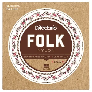 D‘addario EJ32CJeu de cordes classiques à boules Folk Nylon clair et plaqué argent Tension normale Nouvel Arrivage