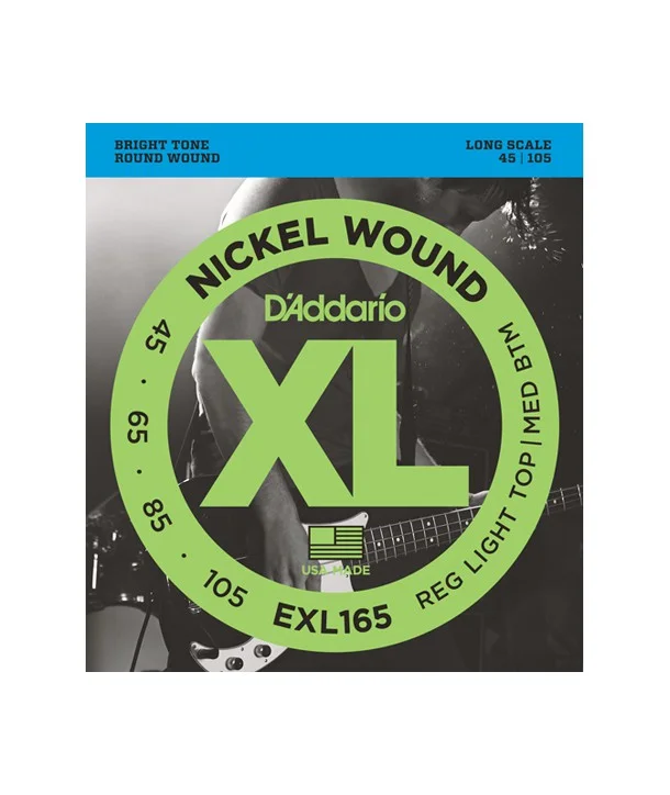 D‘addario EXL165Jeu de cordes Basse XL Soft-regular 45-105 filé rond nickel Soldes
