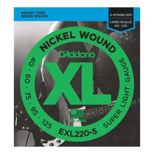 D‘addario EXL220-5Jeu de 5 cordes Basse XL Super soft 40-125 filé rond nickel Remise